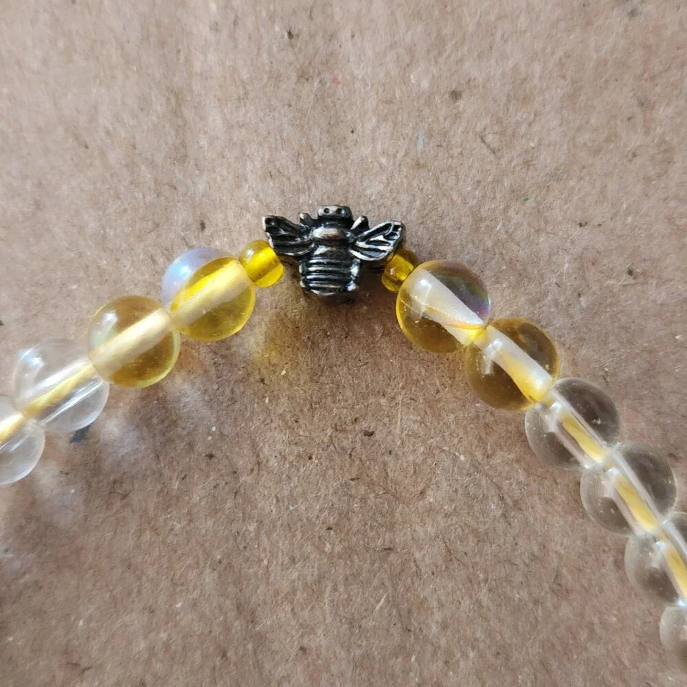 Yellow and black Bee adjustable Bracelet